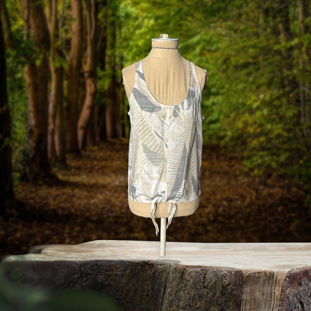 prAna Women's Bone Paloma Beige Print McKenzie Tank Sleeveless Blouse Size XS